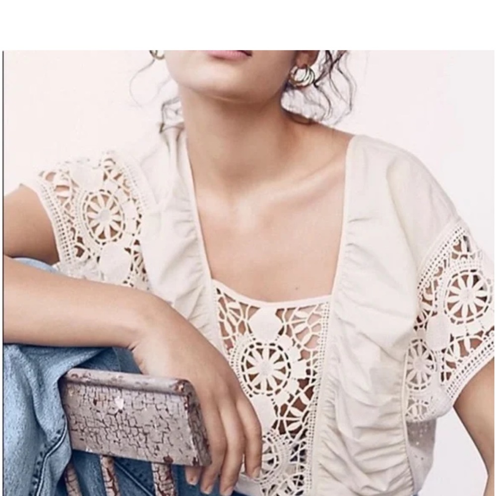 Free People Cream Crochet Blouse